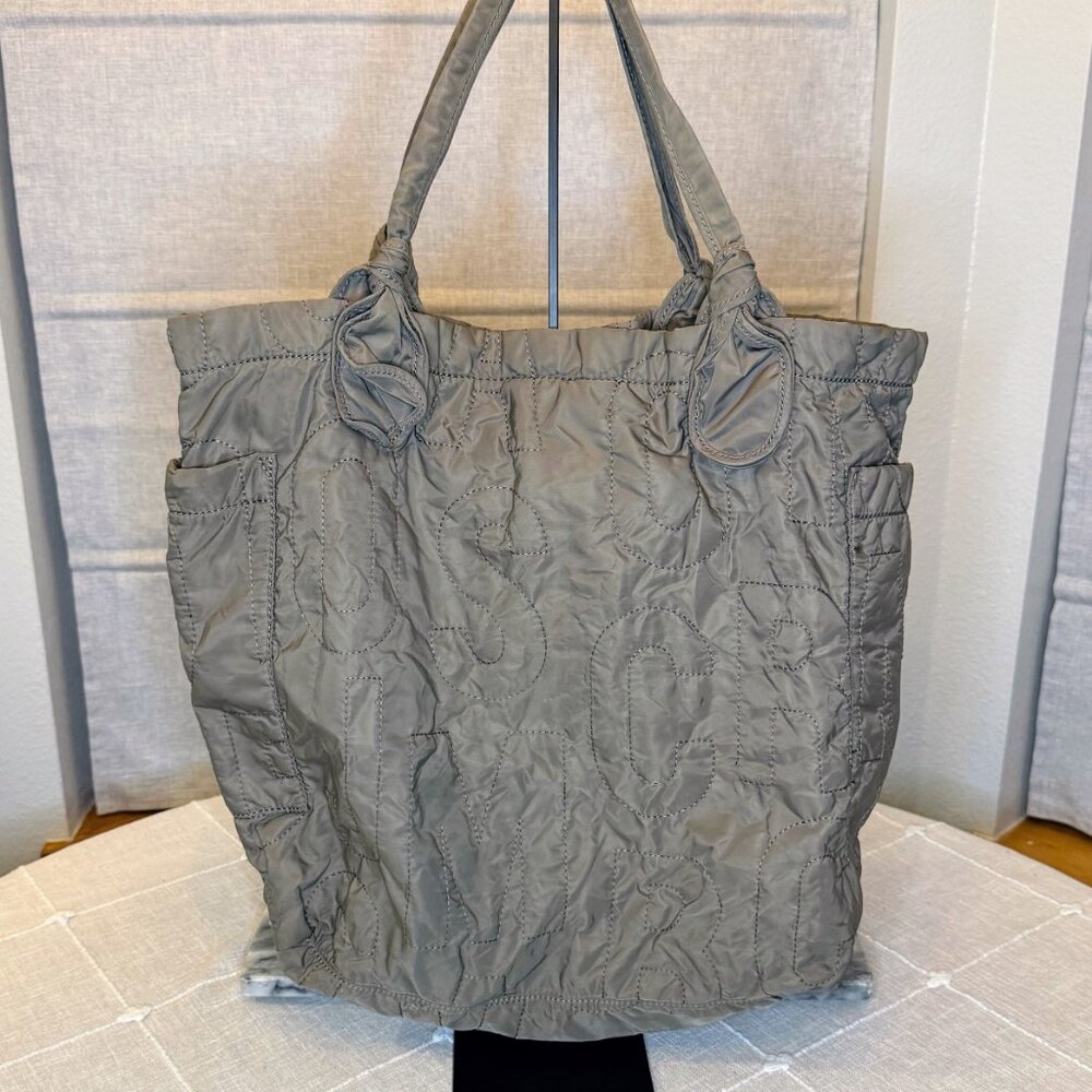 Marc by Marc Jacobs Puffer Tote - Taupe Workwear Bag Nylon Logo Quilted - Picture 3 of 11